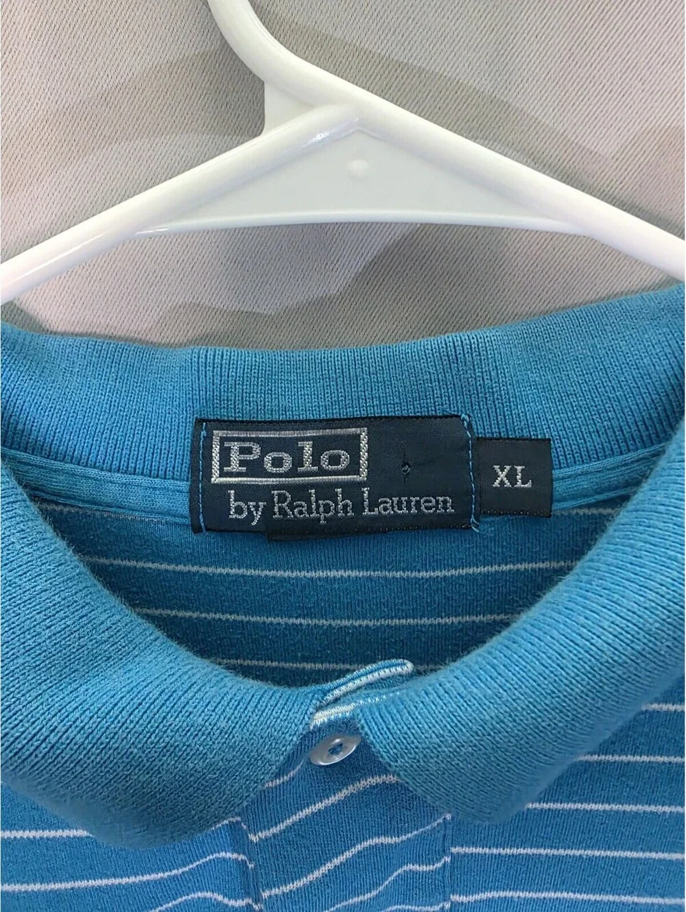 Polo Ralph Lauren Men’s XL Blue White Striped Pima Interlock Polo Shirt Golf